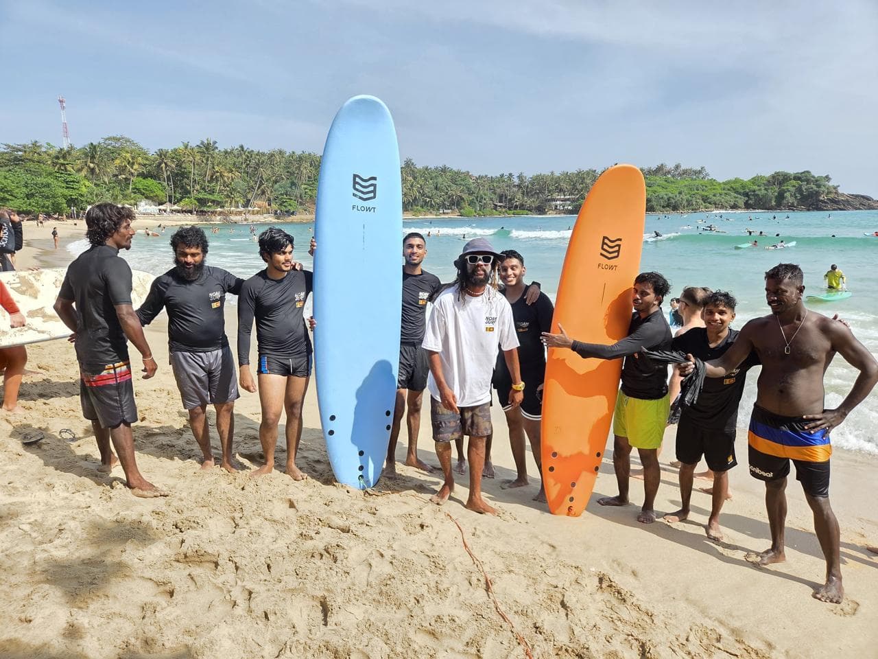 Group surf lesson at Hirikatiya Beach